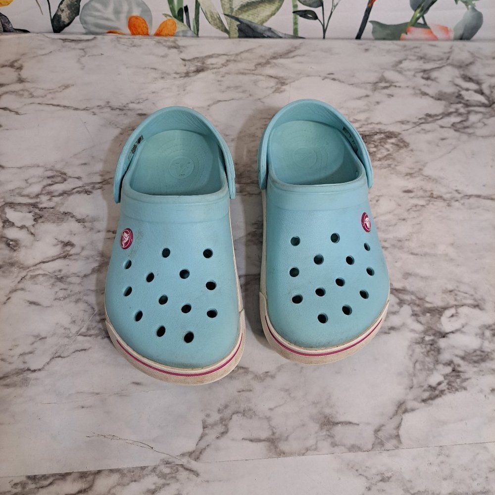 Crocs Kids‎ Crocband ll Clogs Blue Candy/ Pink Size Junior 3